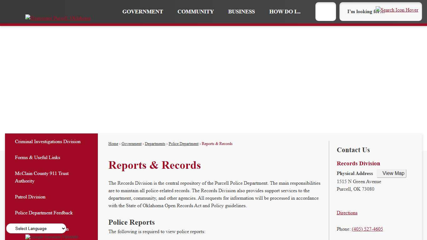 Reports & Records | Purcell, OK