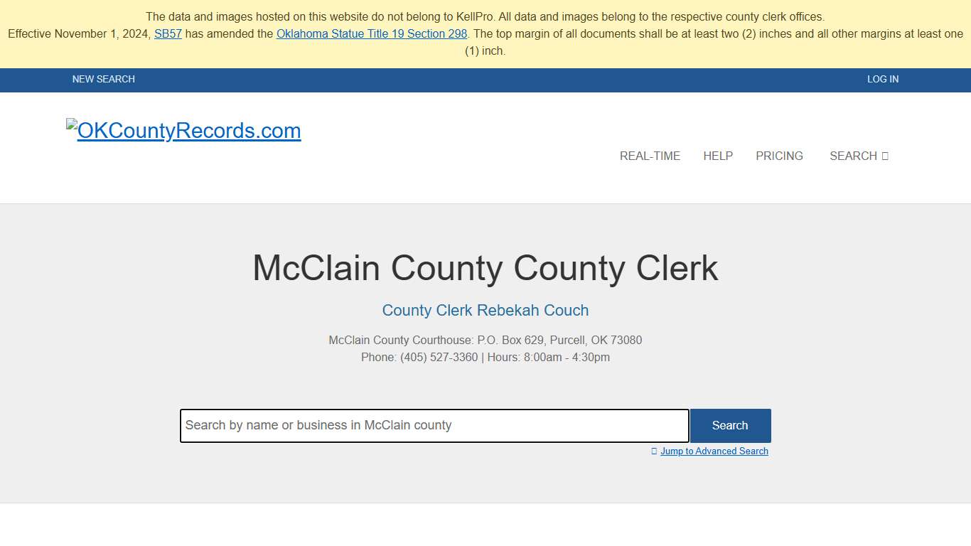 McClain County | OKCountyRecords.com | County Clerk Public Land Records for Oklahoma